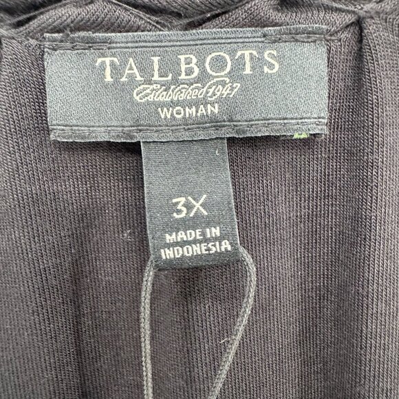 Talbots Belted Midi Dress Black Short Cap Sleeve Stretch Pullover Size 3X - Picture 5 of 10